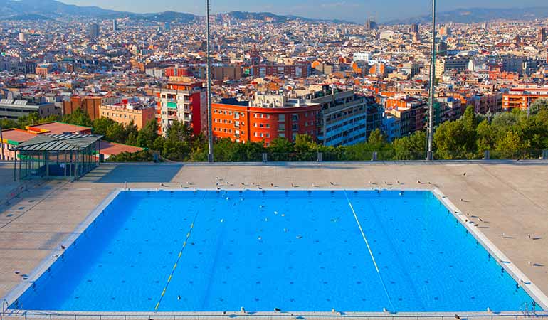 olympic pool montjuïc barcelona summer