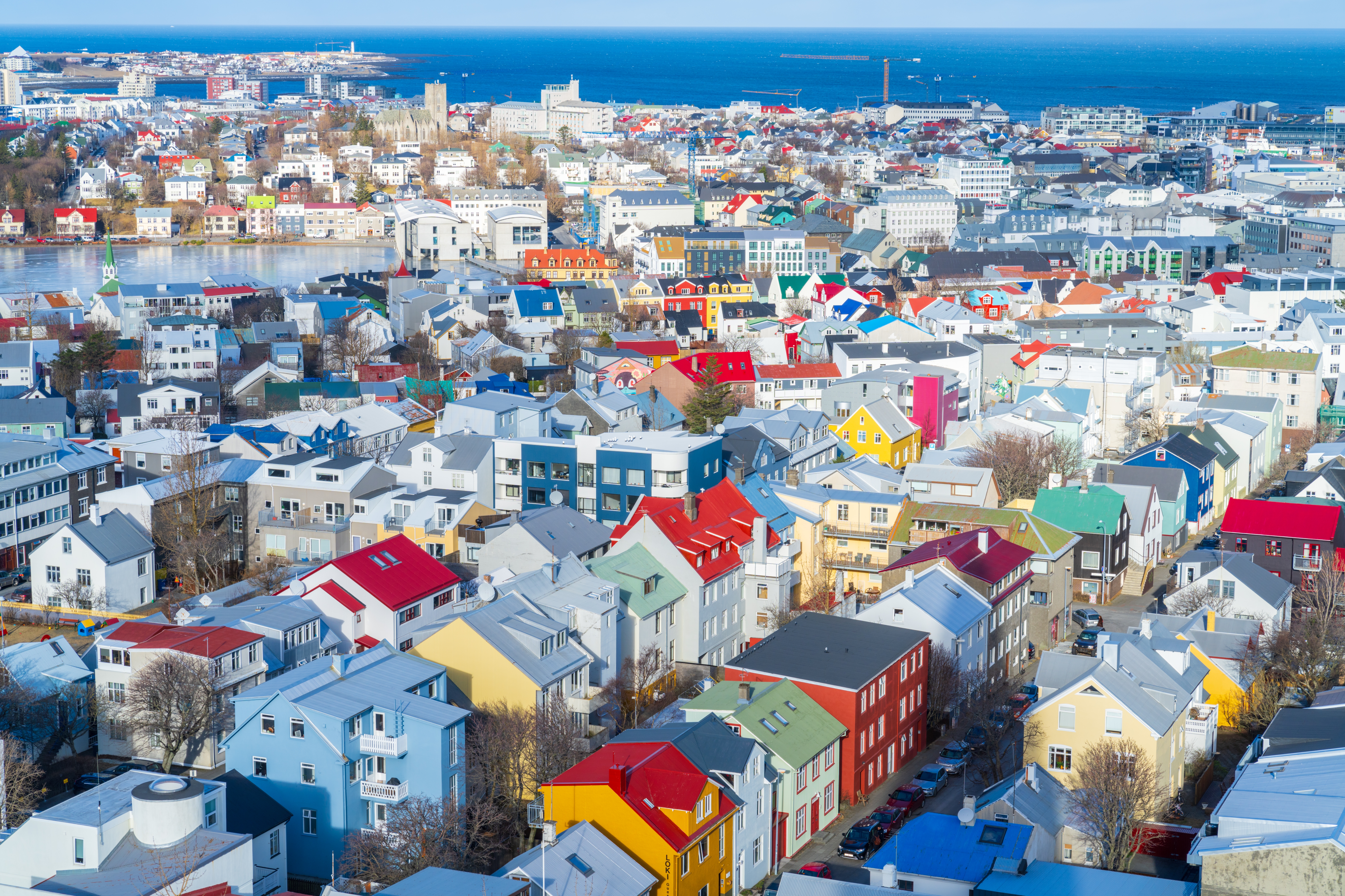 Multicoloured houses in Iceland's capital city, Reykjavik