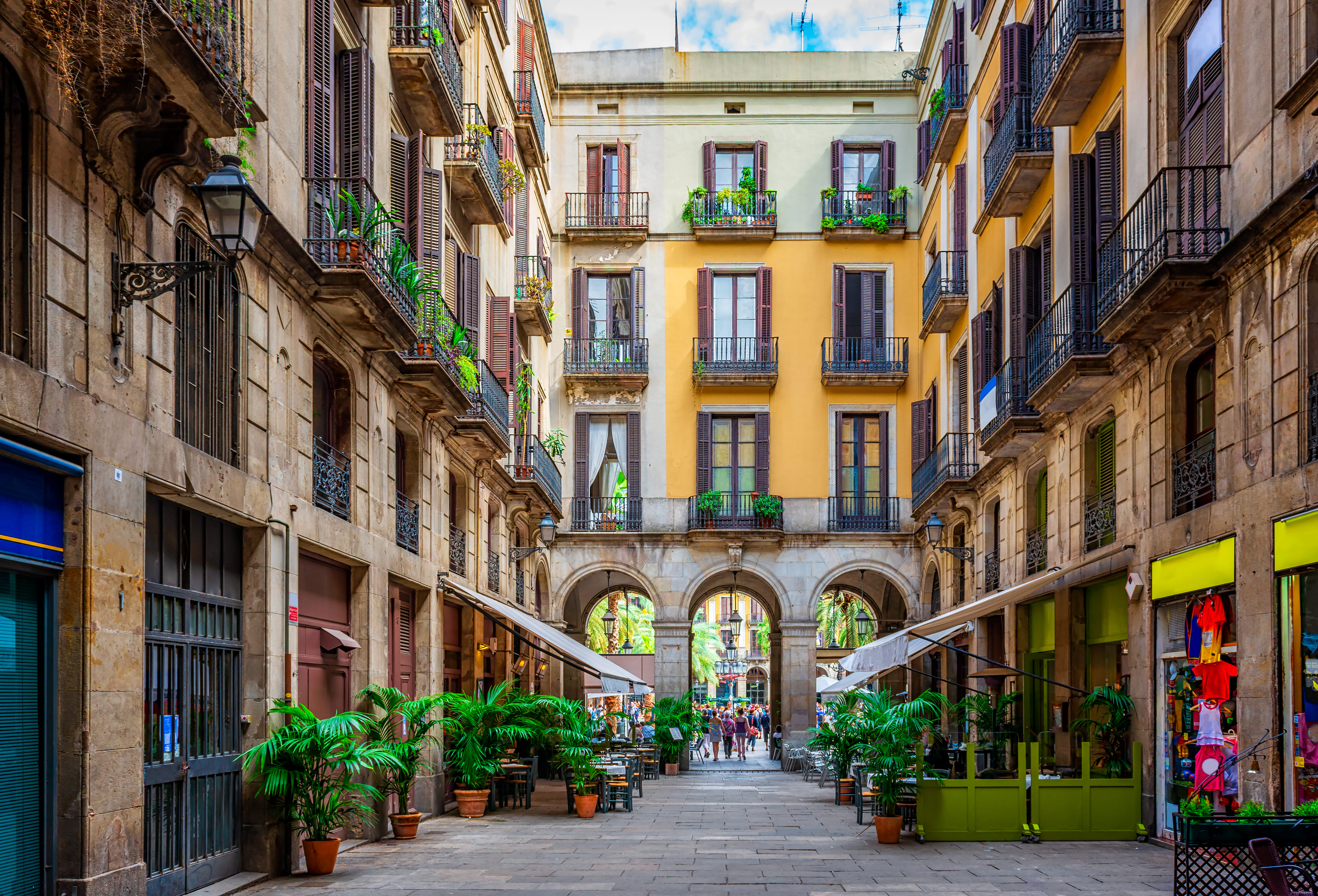 Narrow street in Barcelona, Spain
