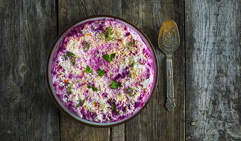 popular russian food herring under a fur coat