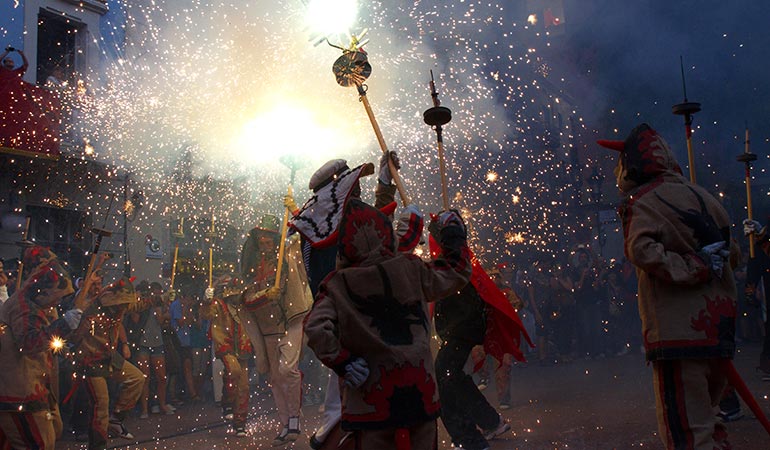 whats on in Barcelona in September la merce fire run