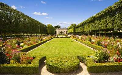 French pavilion and garden from le Petit Trianon in Versailles Chateau