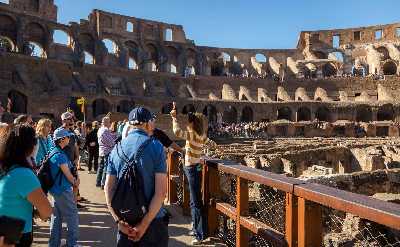 Colosseum inside tourists