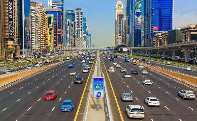 Abu Dhabi road and skyscrapers