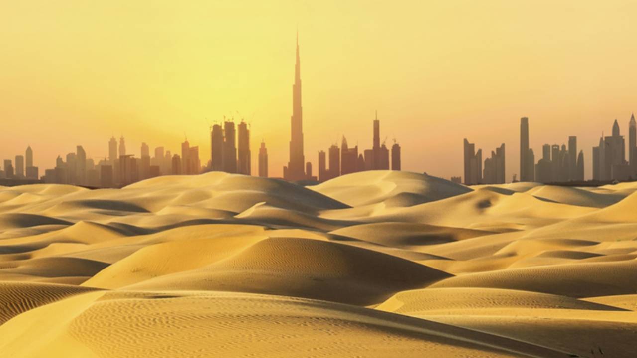 Dubai skyline from the desert
